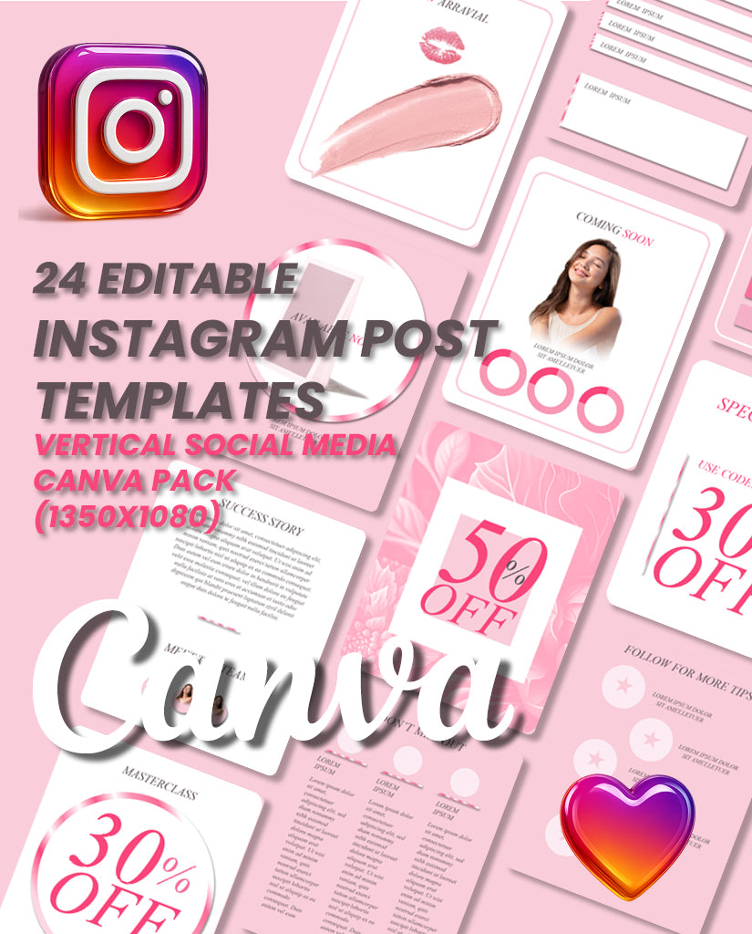 Plantillas de Instagram: Pack "Beauty & Glow" (XX Diseños + Guía